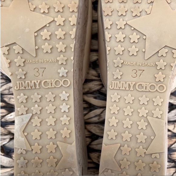 Jimmy Choo Prima Patent Leather Cork Wedge Sandal in Nude - Picture 3 of 15